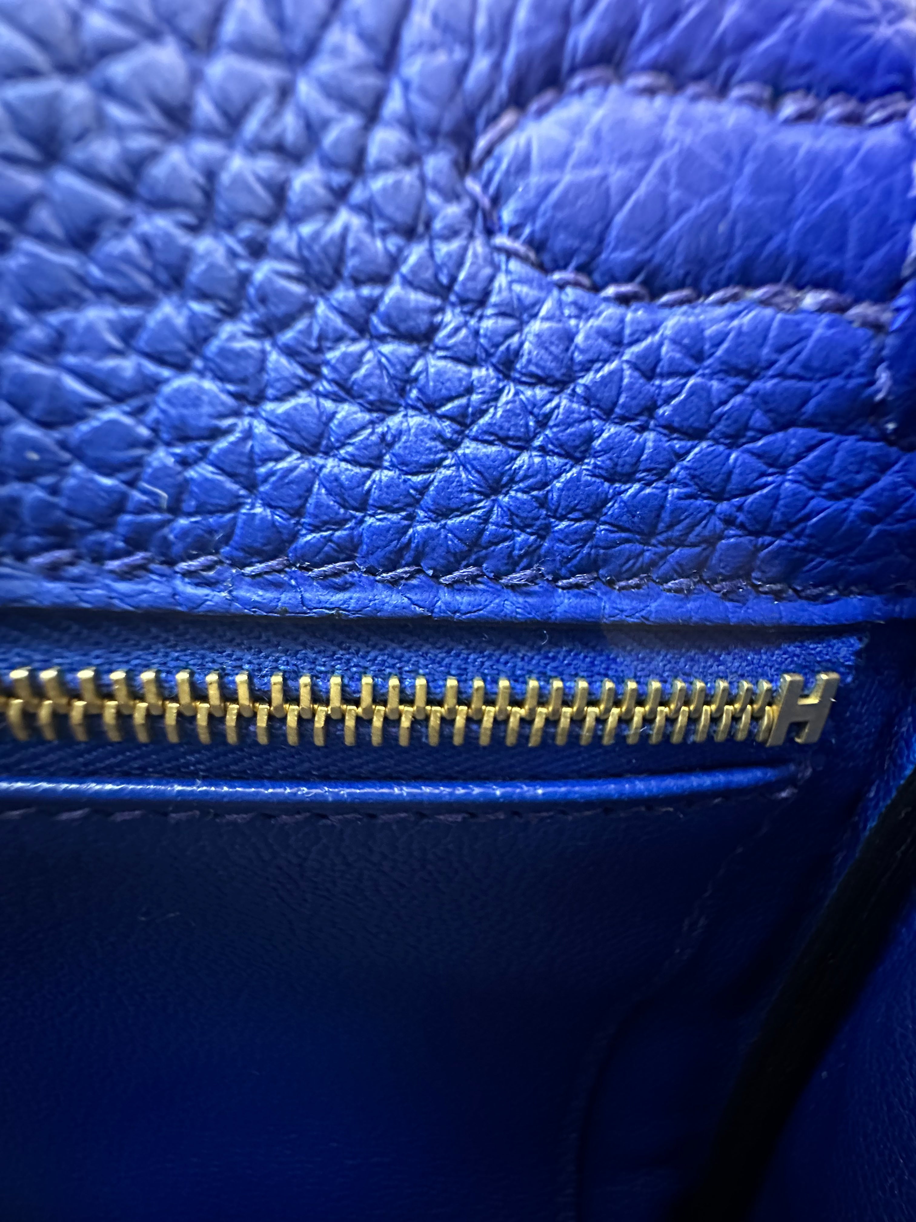 HERMES KELLY 25 TOGO BLUE ROYALE HANDBAG GOLD HARDWARE hermes zipper logo
