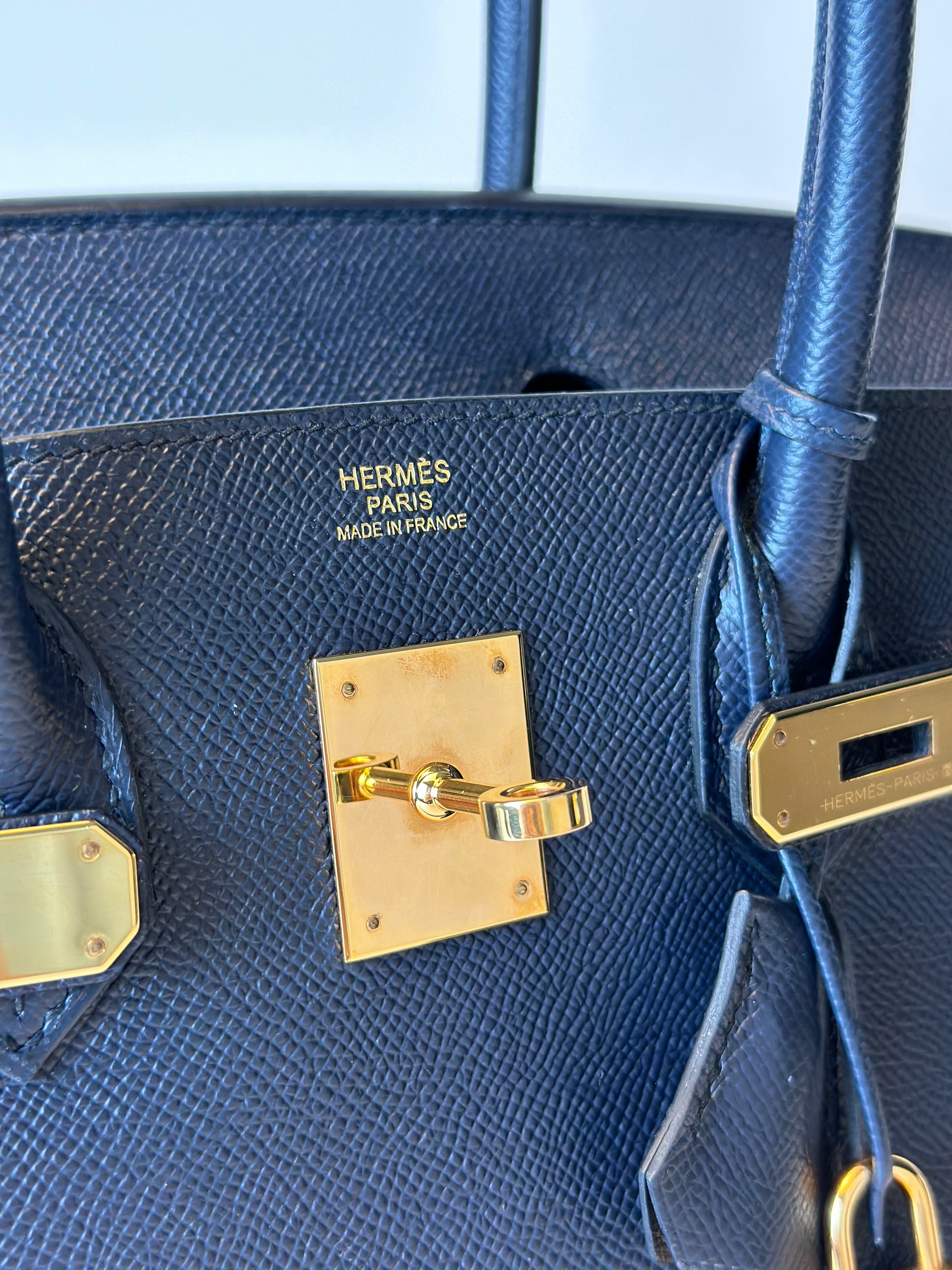   HERMES BIRKIN 28 RETOURNE EPSON BLUE SAPPHIRE HANDBAG GOLDEN HARDWARE