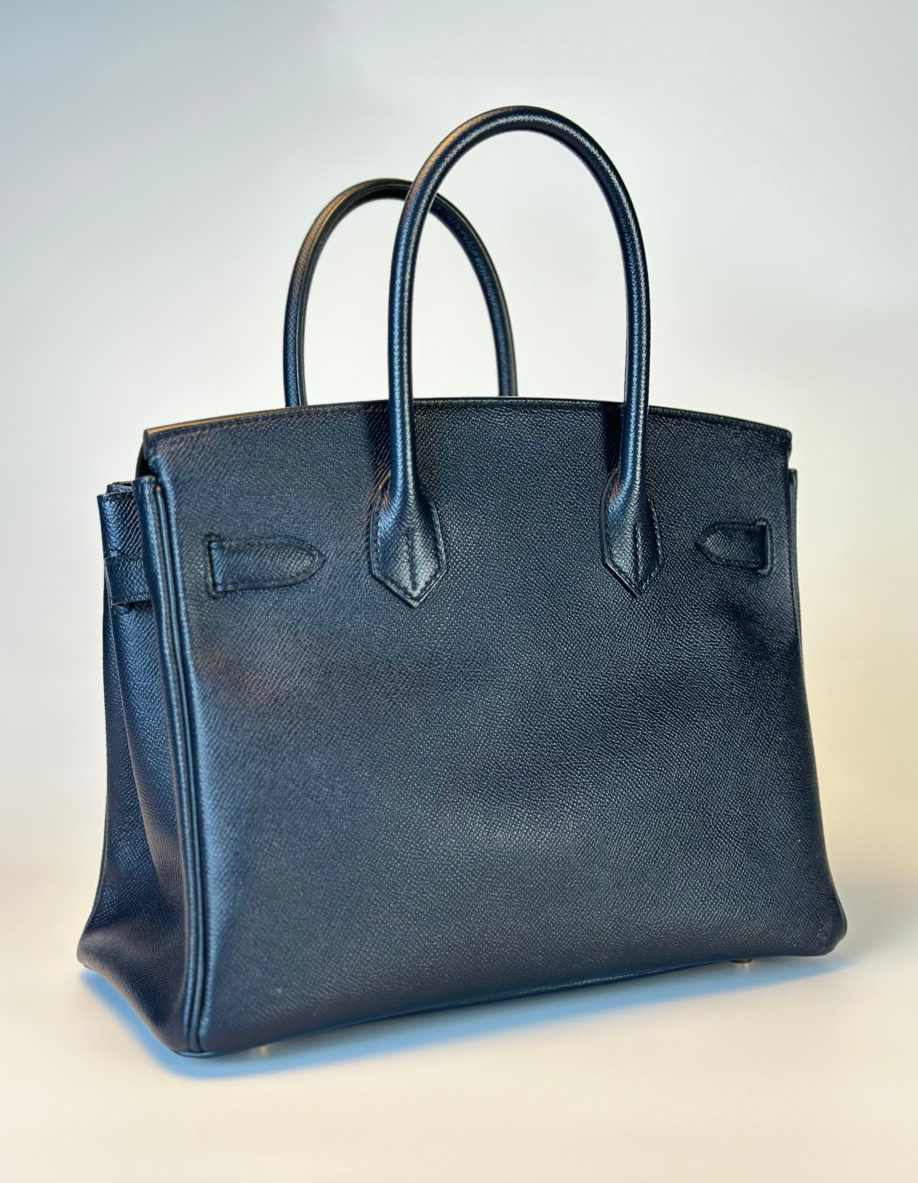 HERMES BIRKIN 28 RETOURNE EPSON BLUE SAPPHIRE HANDBAG GOLDEN HARDWARE fortyfive back
