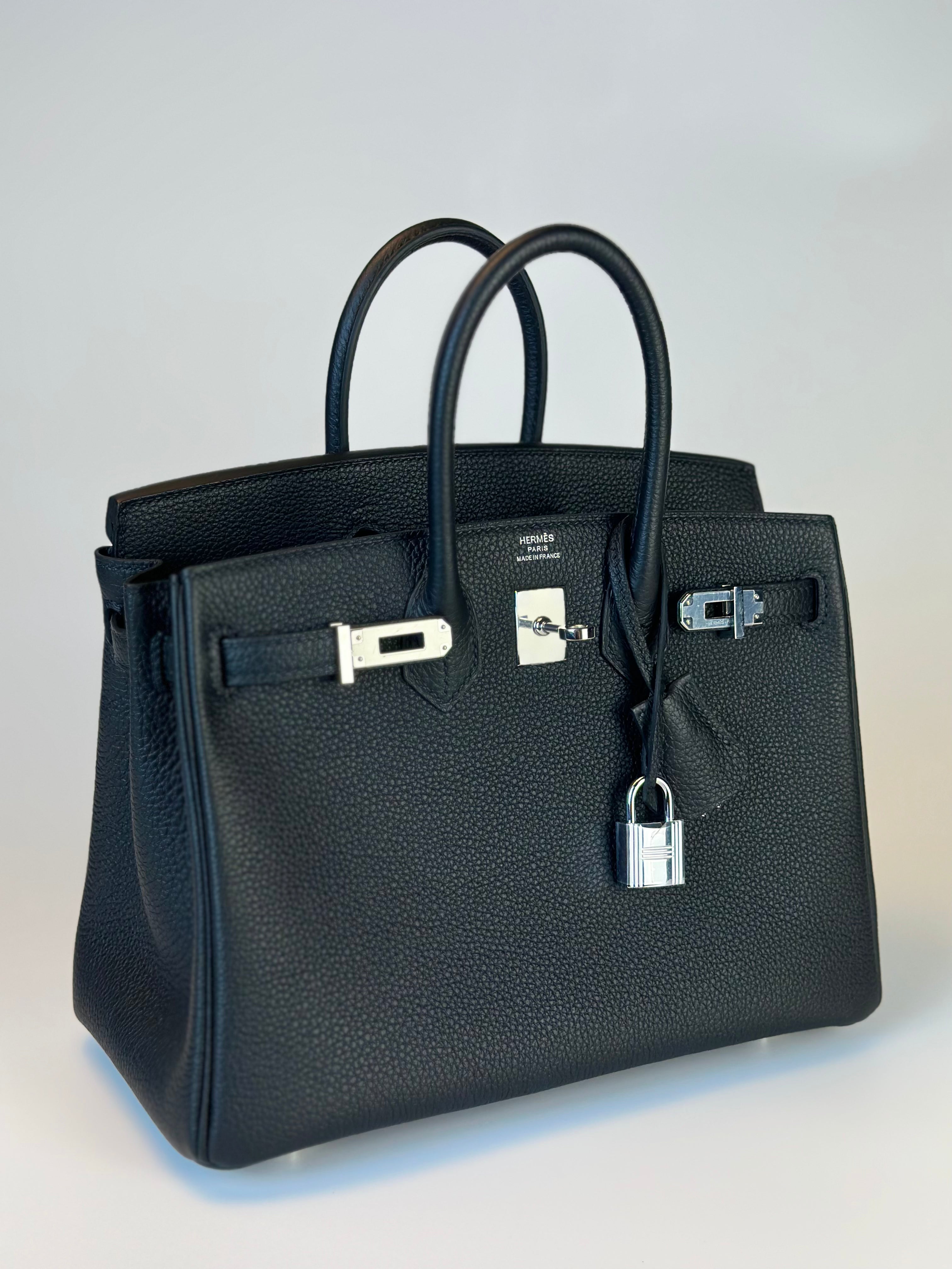 Hermes Birkin 25 Retourne Togo Black Handbag With Palladium Hardware