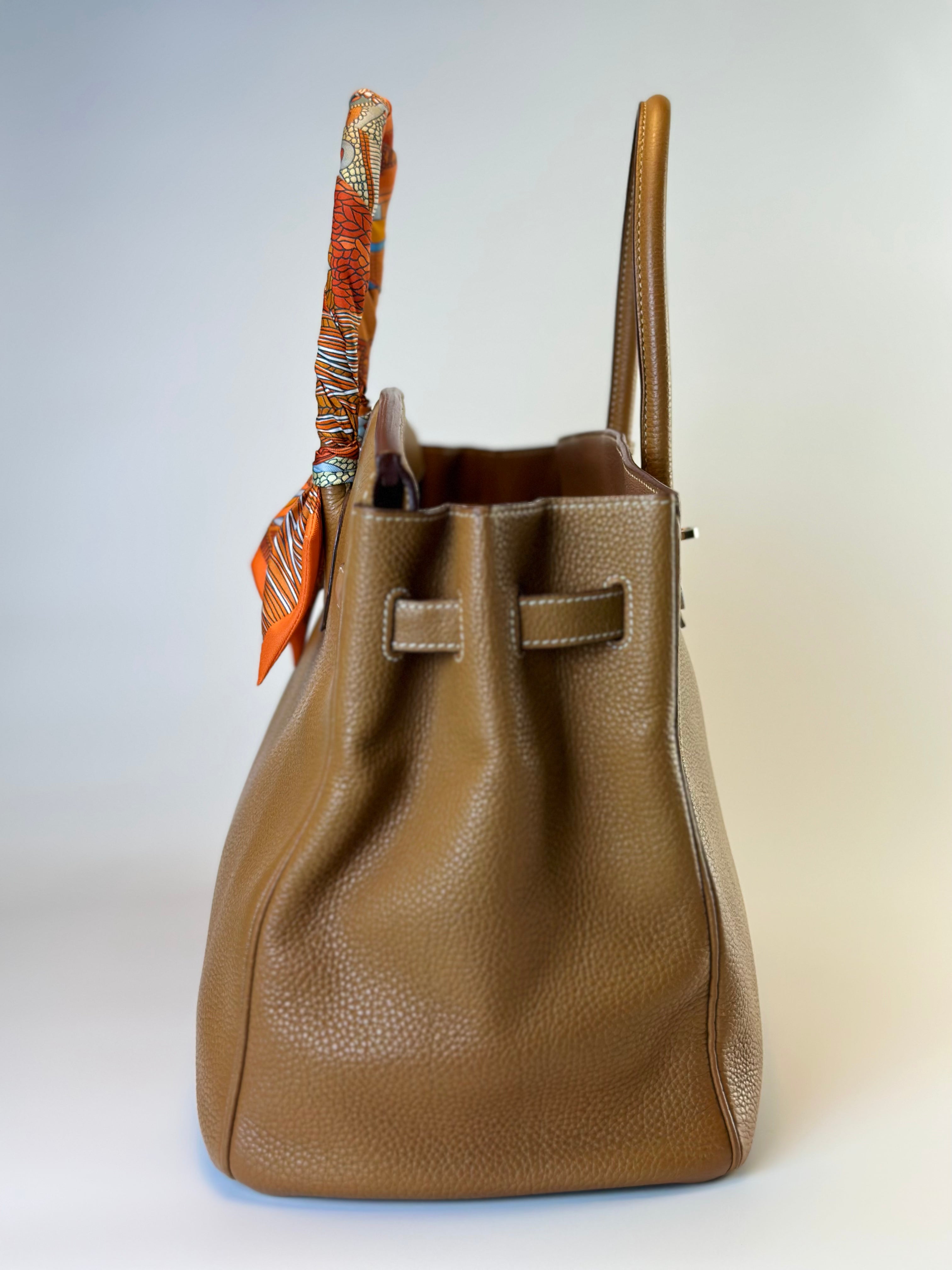 HERMES BIRKIN 30 RETOURNE TOGO BROWN HANDBAG PALLADIUM HARDWARE size