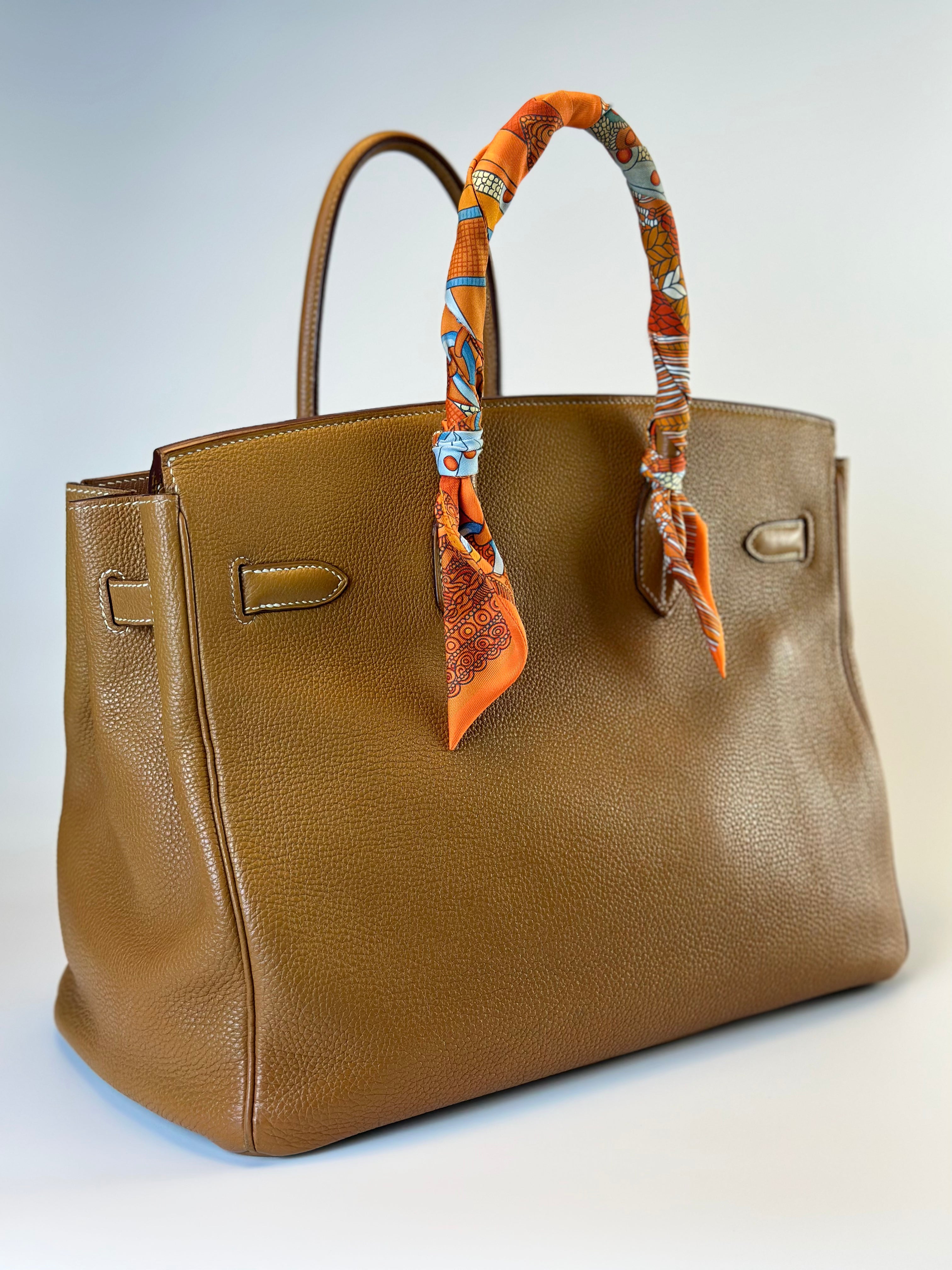 HERMES BIRKIN 30 RETOURNE TOGO BROWN HANDBAG PALLADIUM HARDWARE back