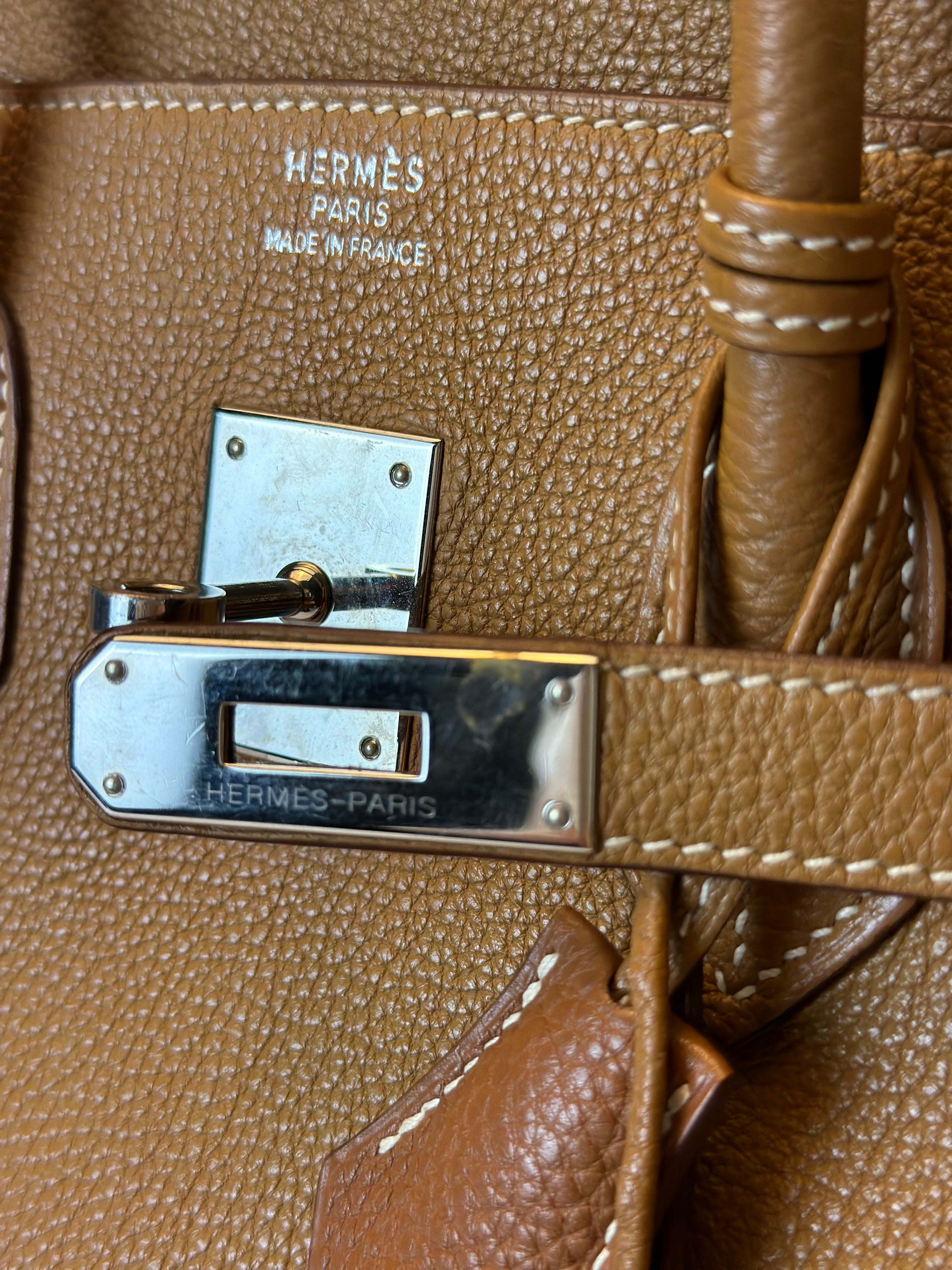 HERMES BIRKIN 30 RETOURNE TOGO BROWN HANDBAG PALLADIUM HARDWARE