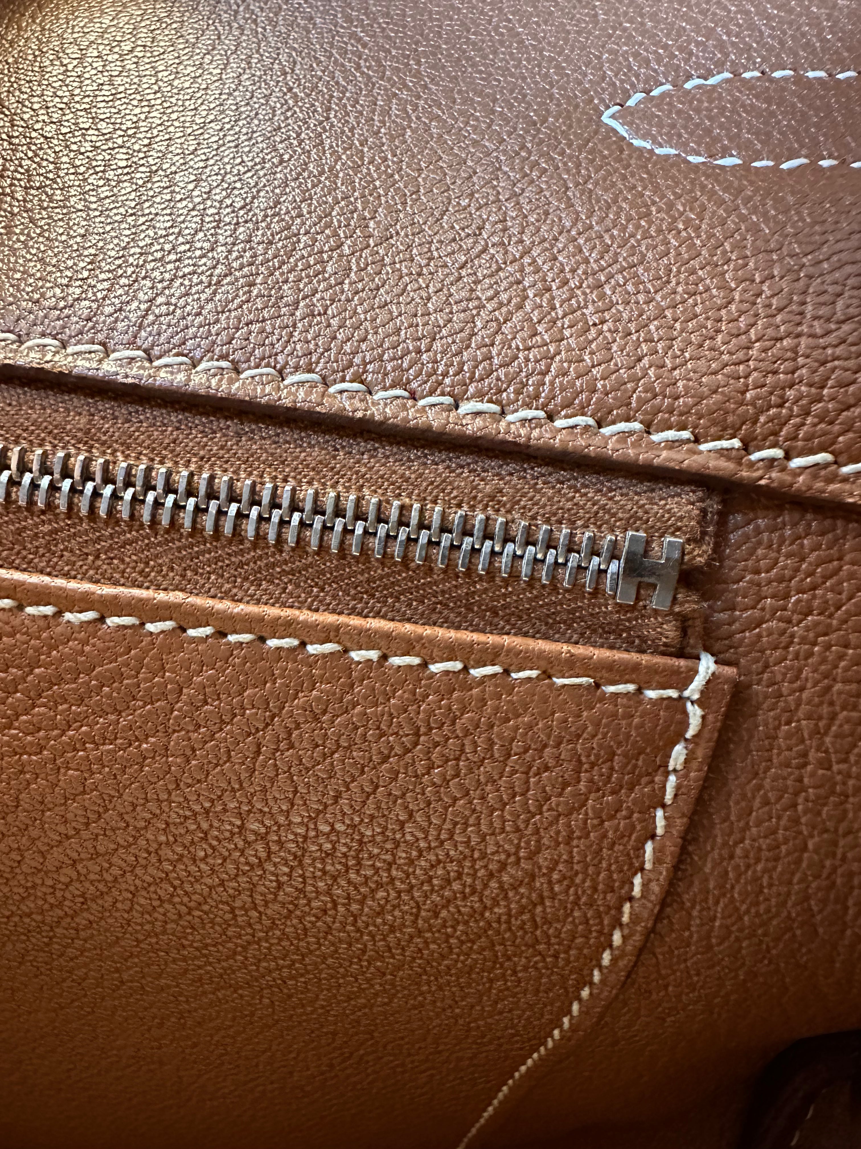 HERMES BIRKIN 30 RETOURNE TOGO BROWN HANDBAG PALLADIUM HARDWARE