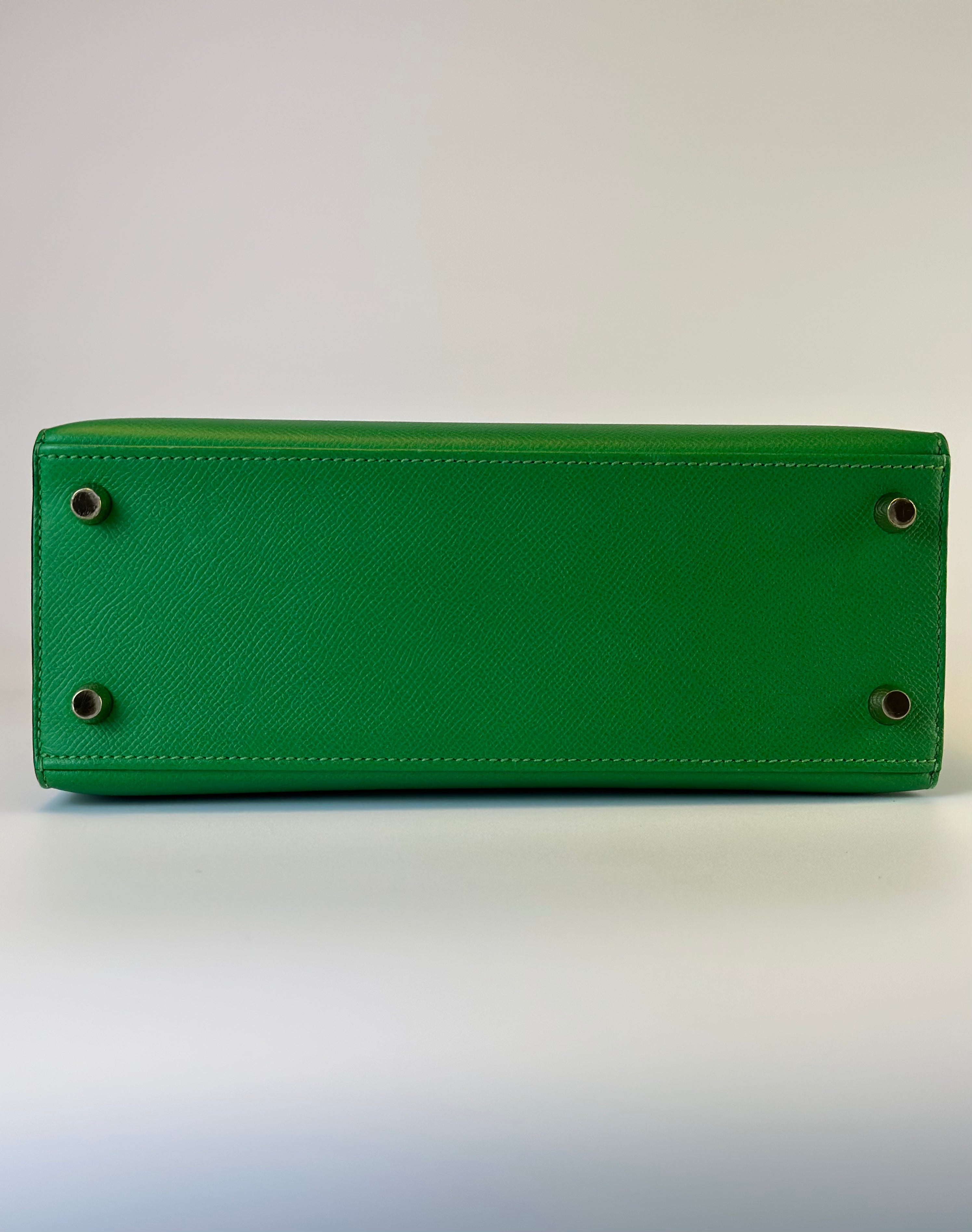 HERMES KELLY 28 EPSON GREEN BAMBOO HANDBAG GOLDEN HARDWARE below