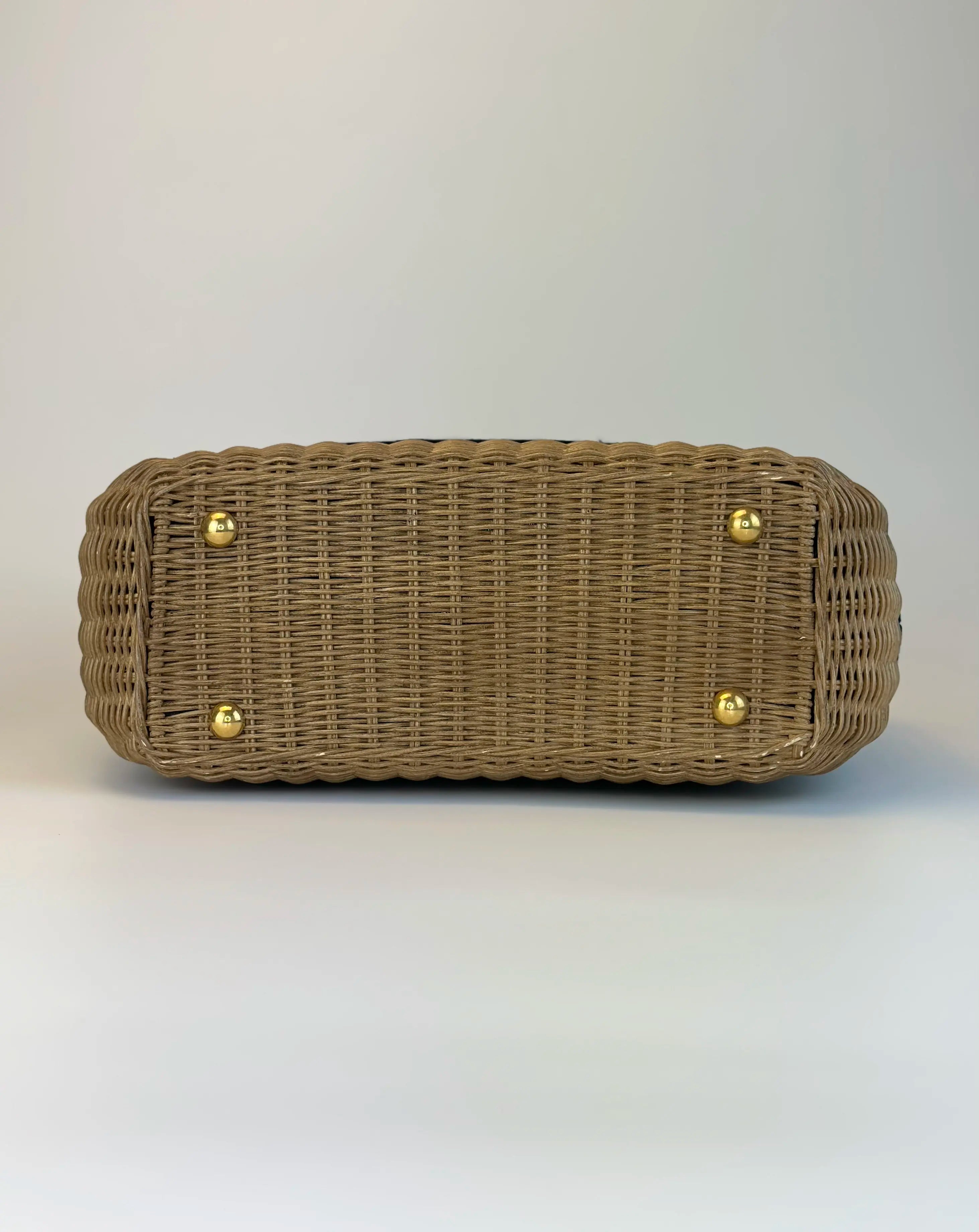 Christian Dior Logo-Jacquard Wicker Basket Bag