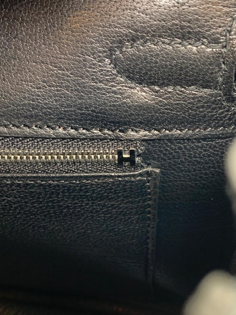 HERMES BIRKIN 25 RETOURNE TOGO BLACK HANDBAG PALLADIUM HARDWARE hermes logo in zipper
