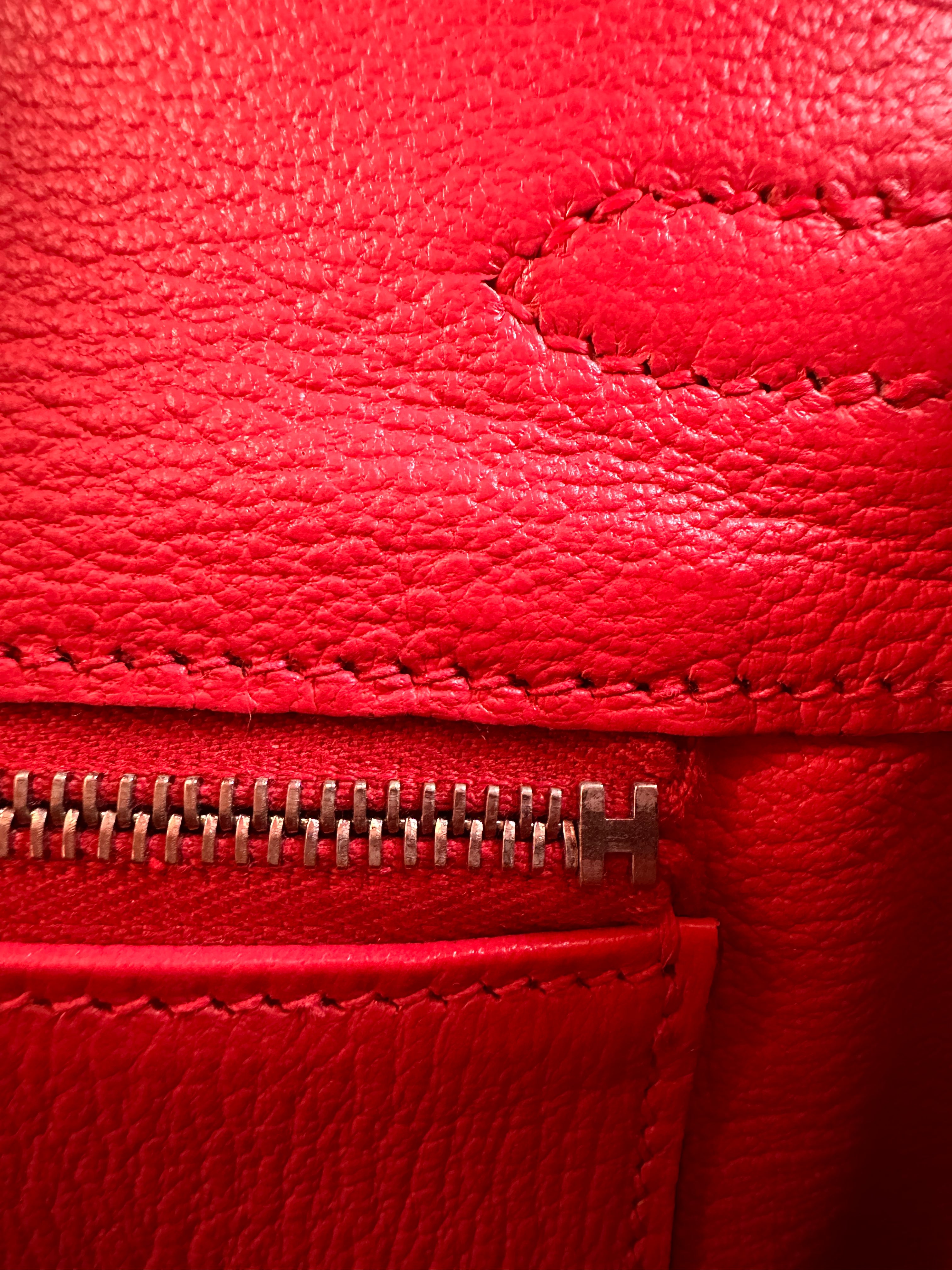   HERMES BIRKIN 25 RETOURNE EPSON BOUGAINVILLIER RED HANDBAG PALLADIUM HARDWARE logo zipper