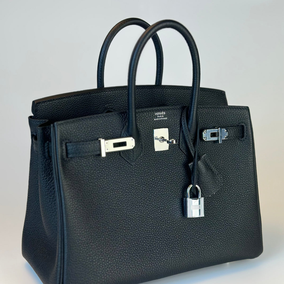 Hermes Birkin 25 Retourne Togo Black Handbag With Palladium Hardware