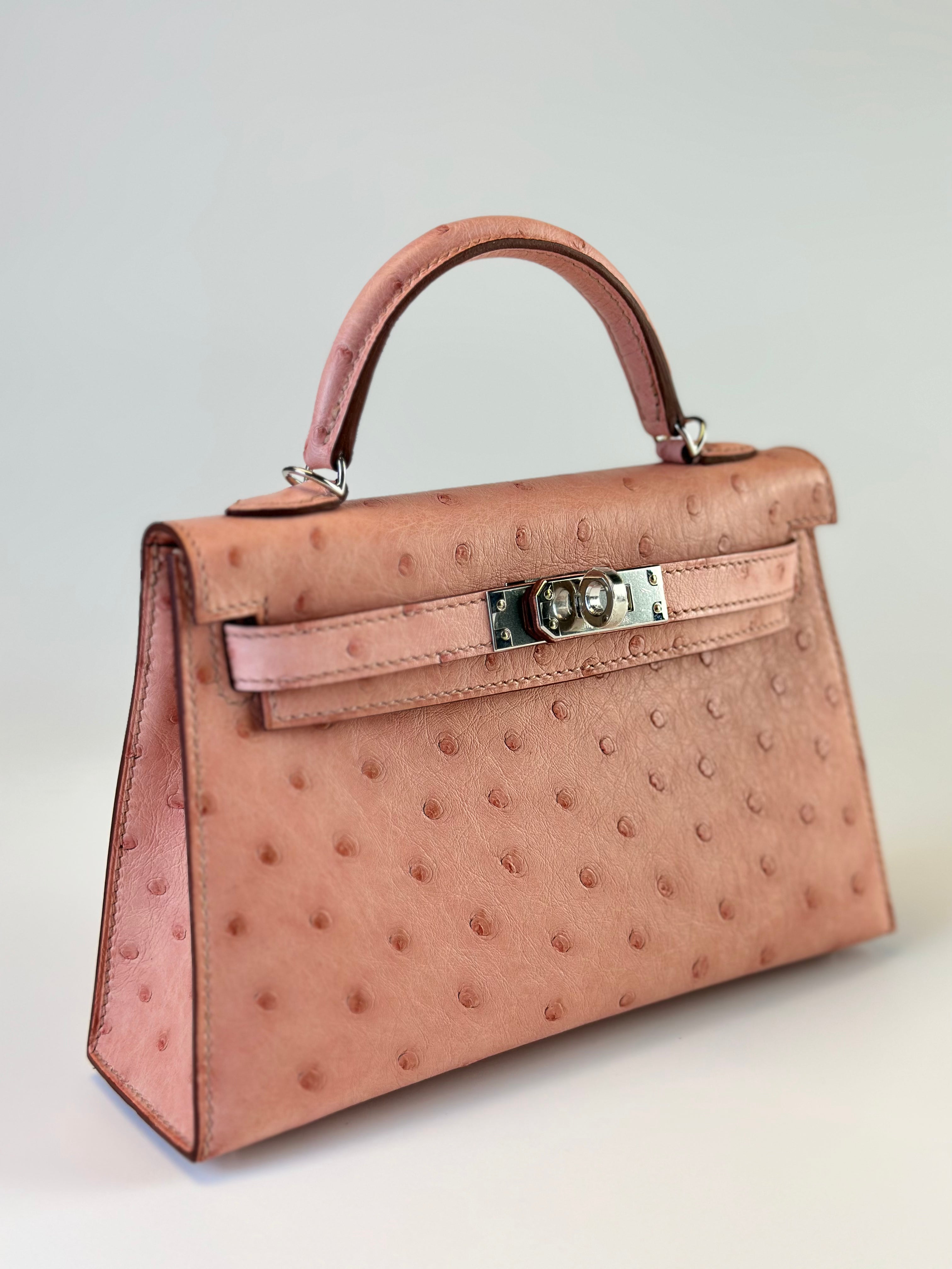 Hermes Kelly Pochette Terre Cuite Ostrich Leather