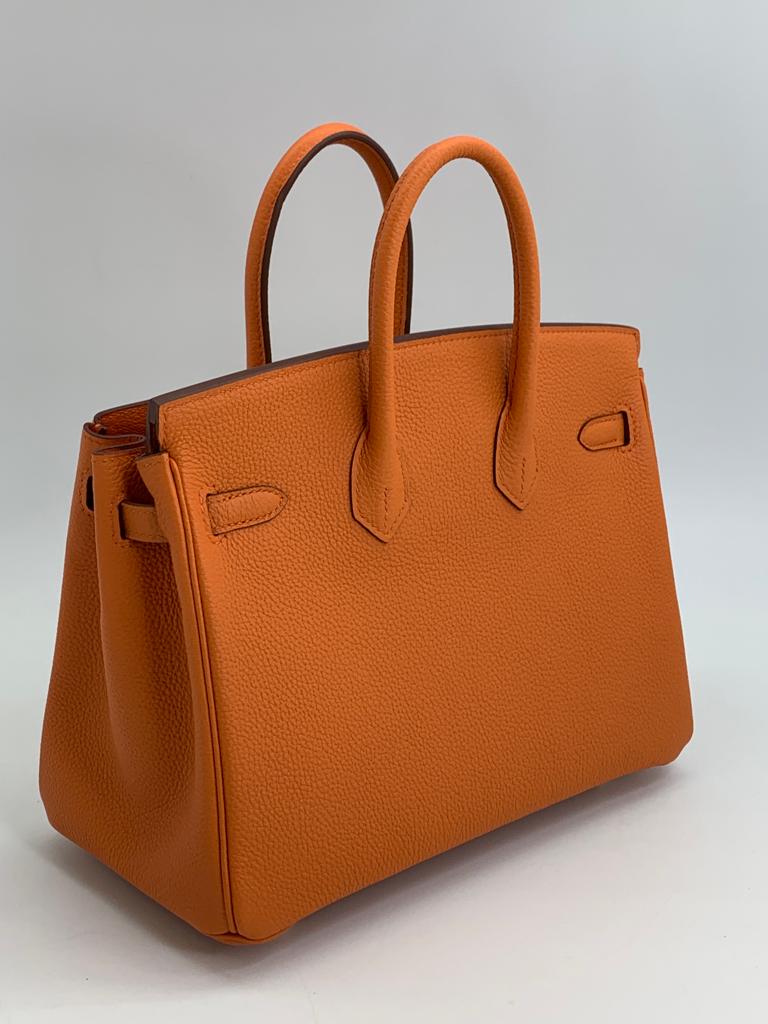 Hermes Birkin 25 Togo Orange handbag Gold hardware from the back