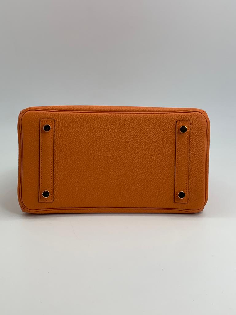 Hermes Birkin 25 Togo Orange handbag Gold hardware below picture
