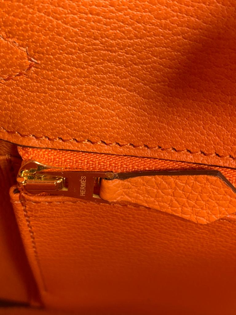 Hermes Birkin 25 Togo Orange handbag Gold hardware hermes zipper